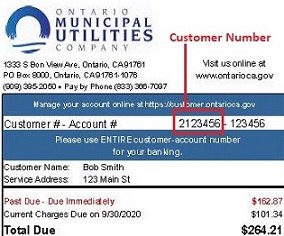 Sample image of a bill showing the customer number